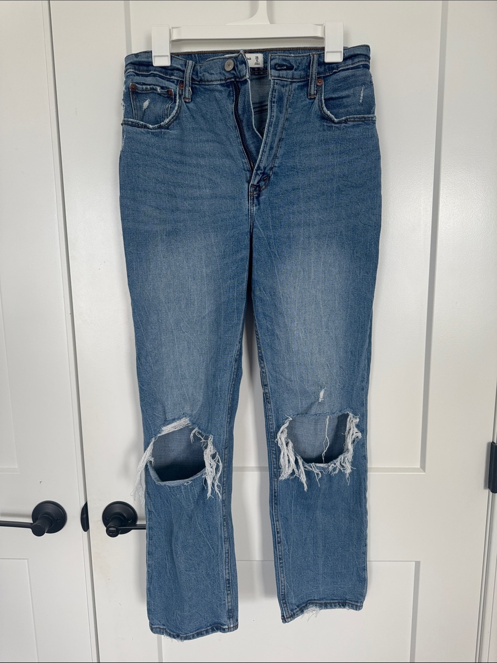 Abercrombie & Fitch Curve Love Medium Blue Ankle Straight Ultra High Rise Jean